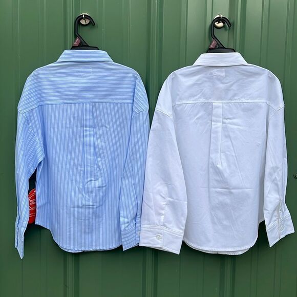 Little Girls Cotton Button-Down Shirts with Long Sleeves 2-Pack Size S/6X - Picture 2 of 8